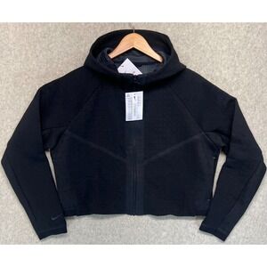 NWT Nike Women NSW Tech Fleece Full-Zip Hoodie Black Cropped Standard Fit S